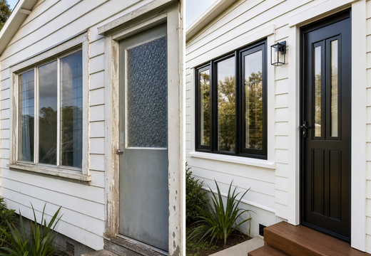 Window and door replacement before and after